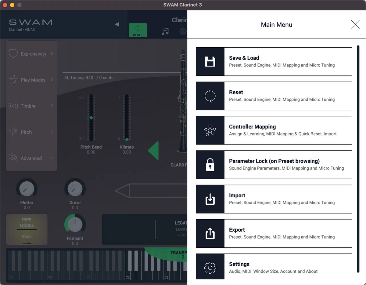 Audio Modeling SWAM Clarinets
