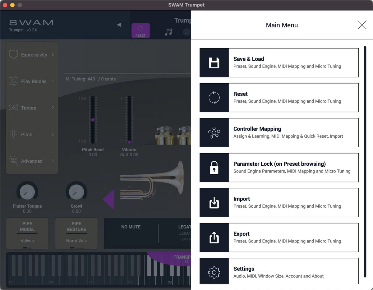 Audio Modeling SWAM Solo Trumpets