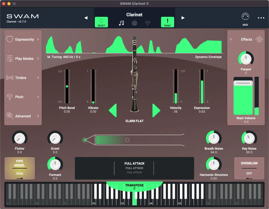Audio Modeling SWAM Clarinets