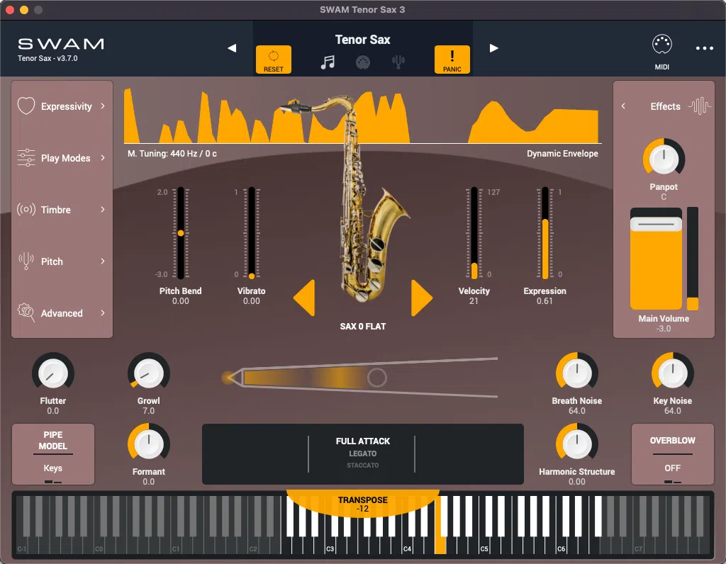 Audio Modeling SWAM Saxophones