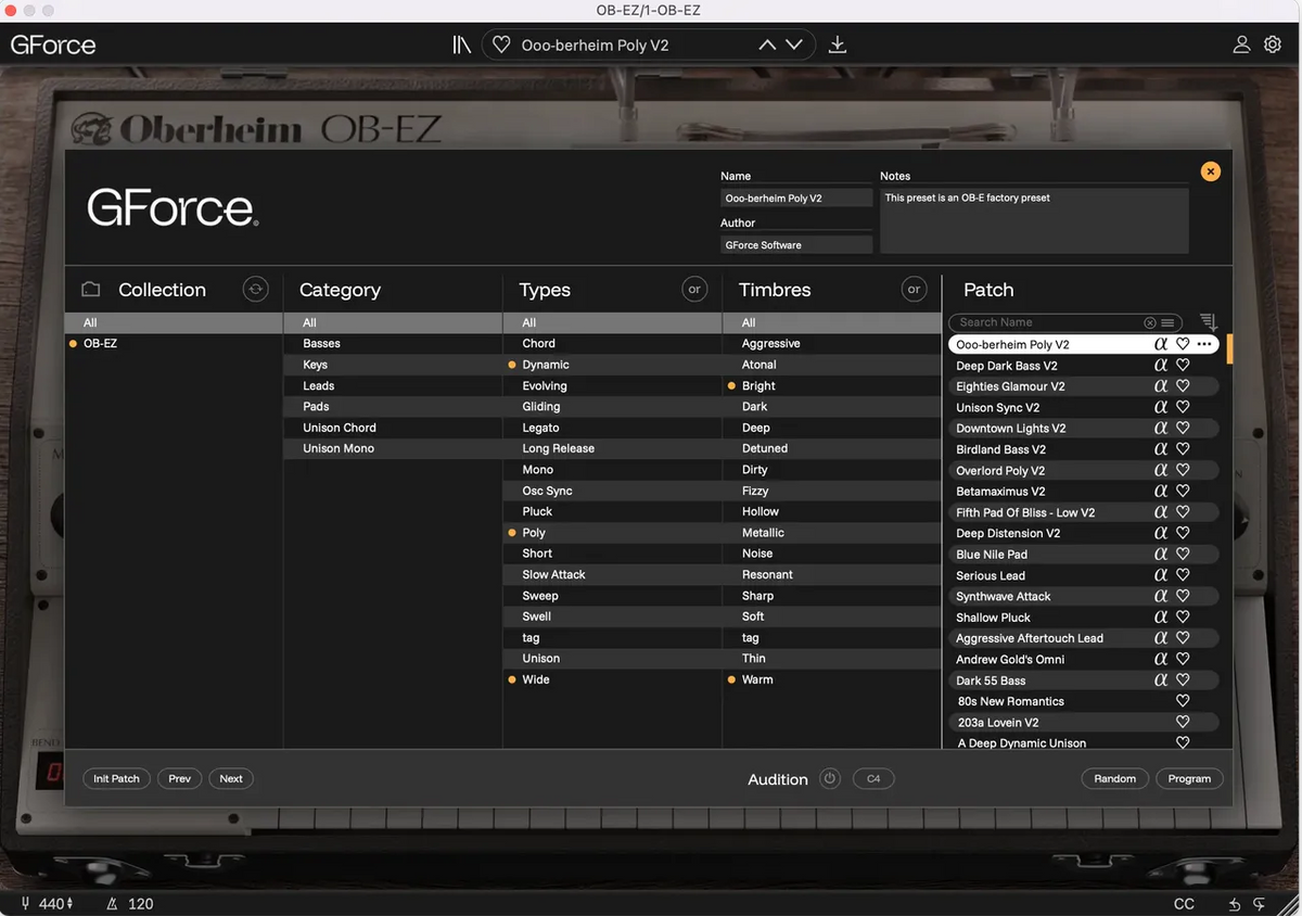 GForce Oberheim OB-EZ