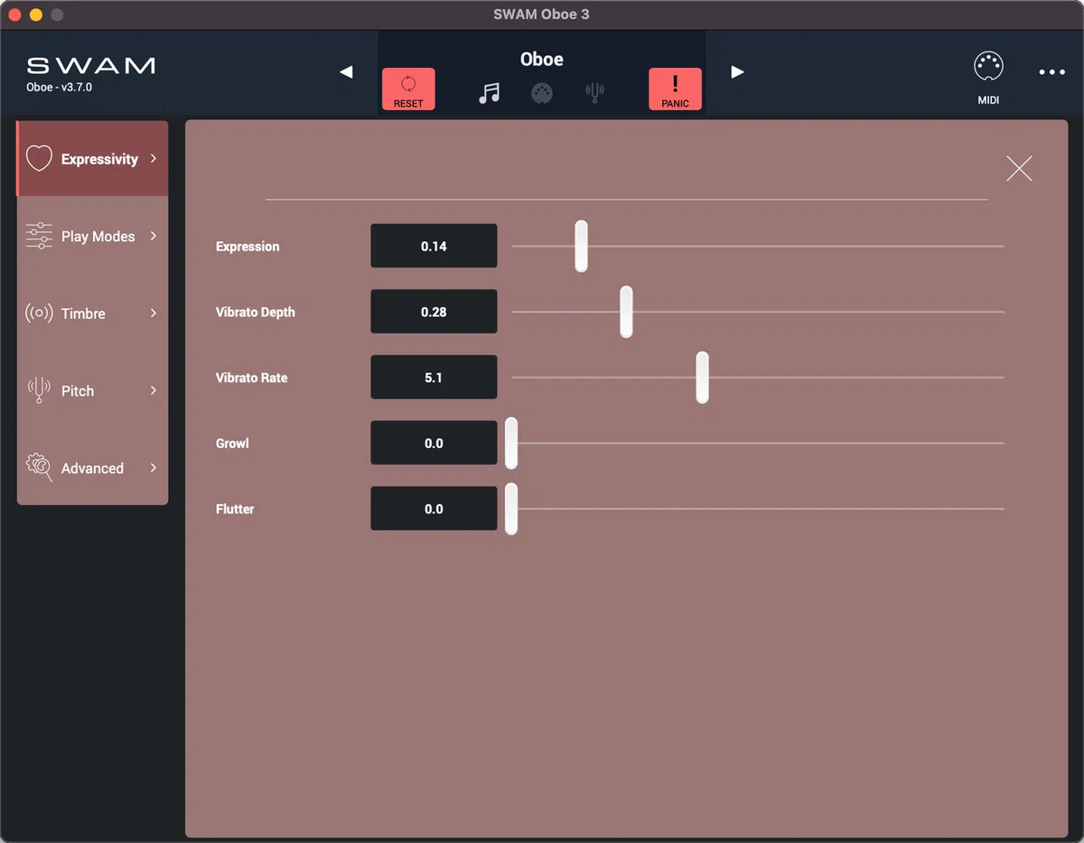 Audio Modeling SWAM Double Reeds
