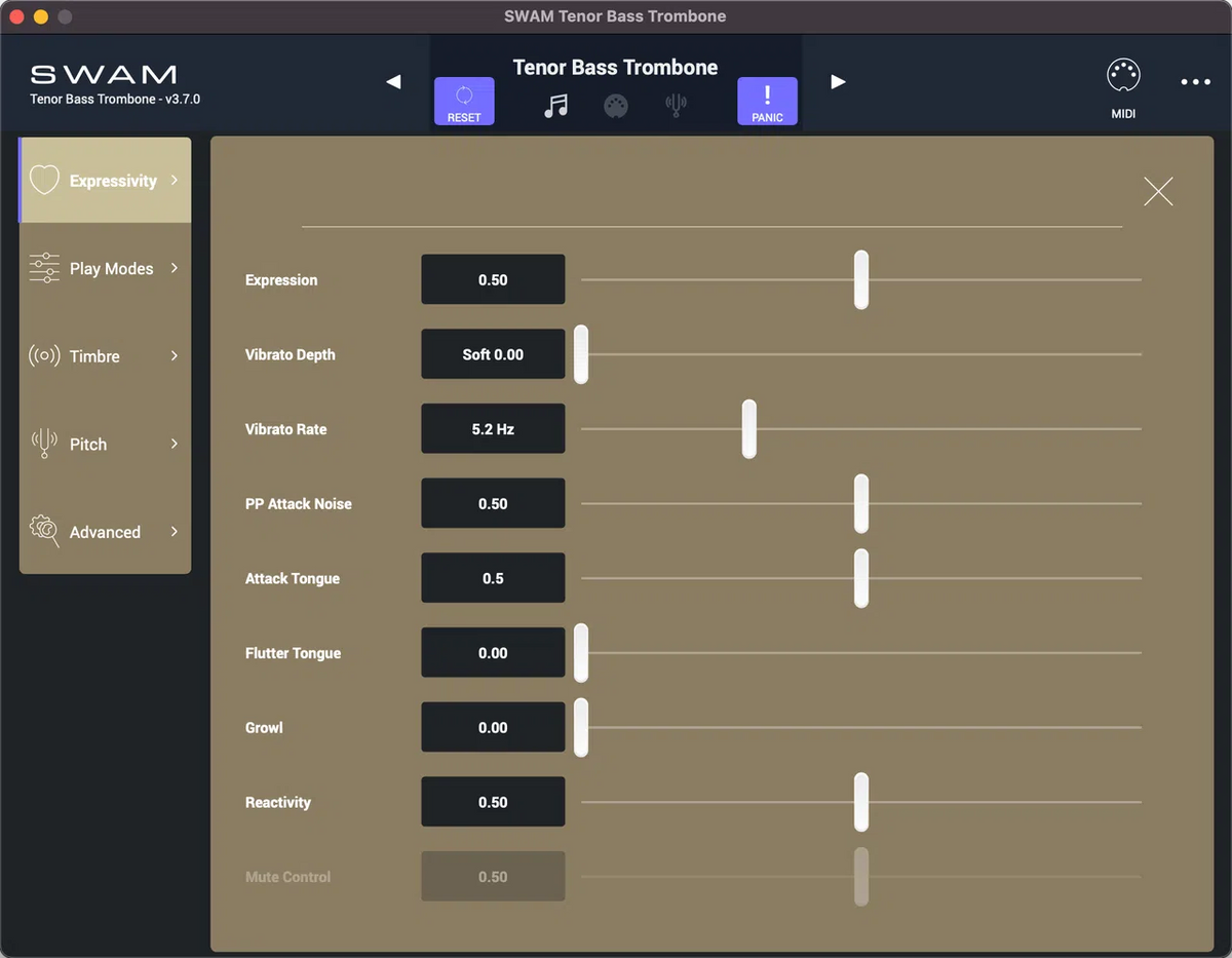 Audio Modeling SWAM Solo Trombones