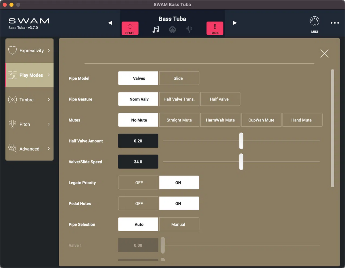 Audio Modeling SWAM Solo Horns and Tubas