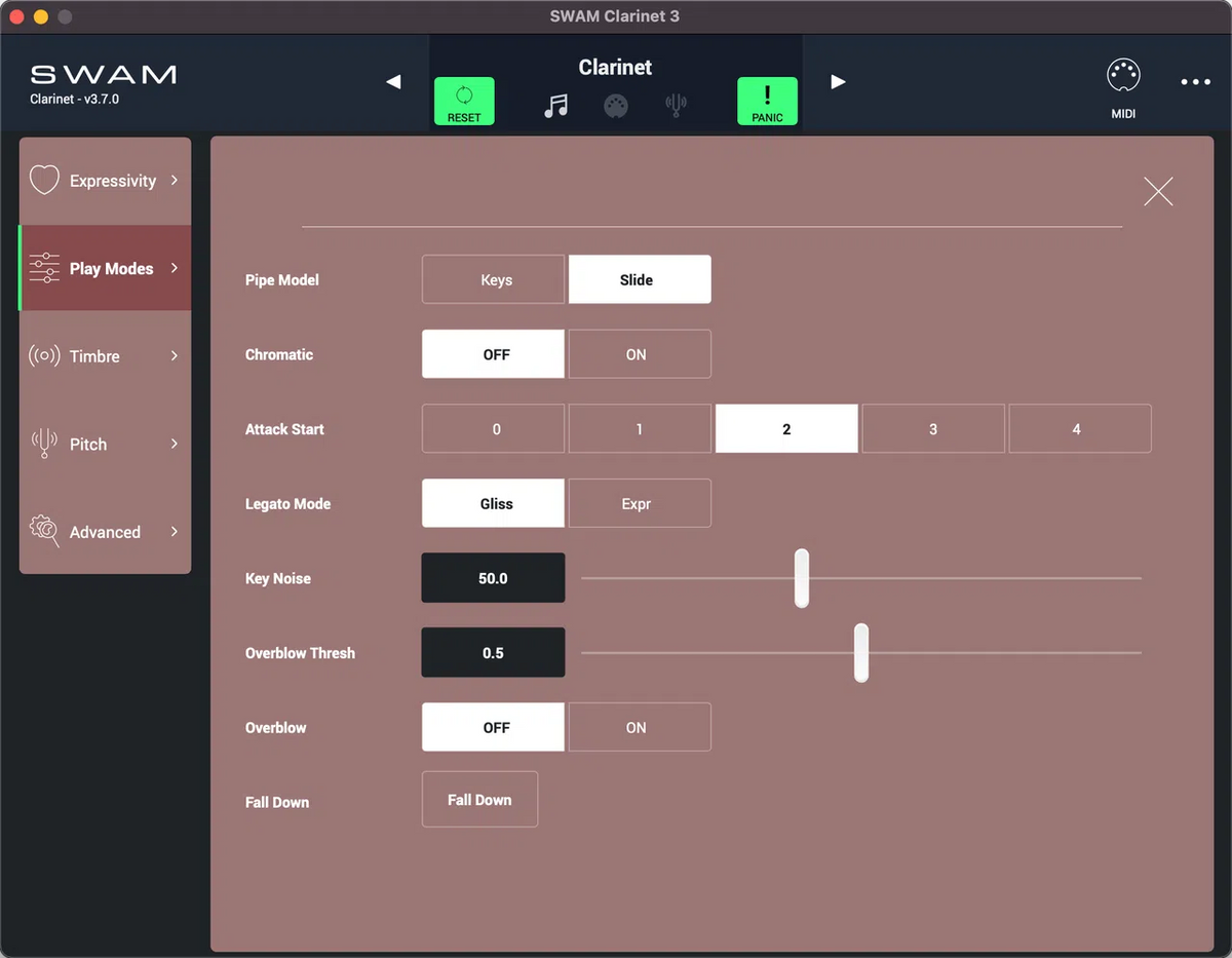 Audio Modeling SWAM Clarinets