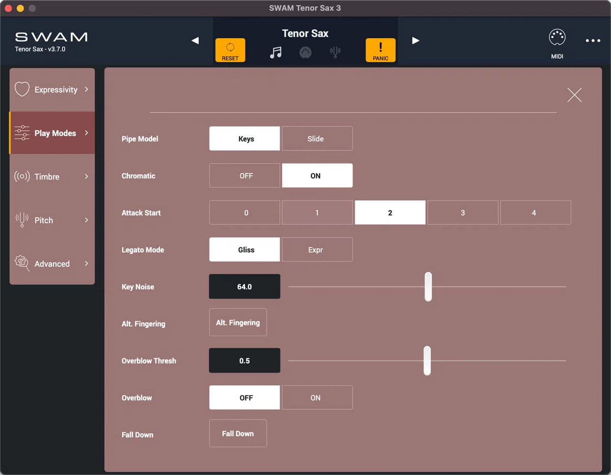Audio Modeling SWAM Saxophones