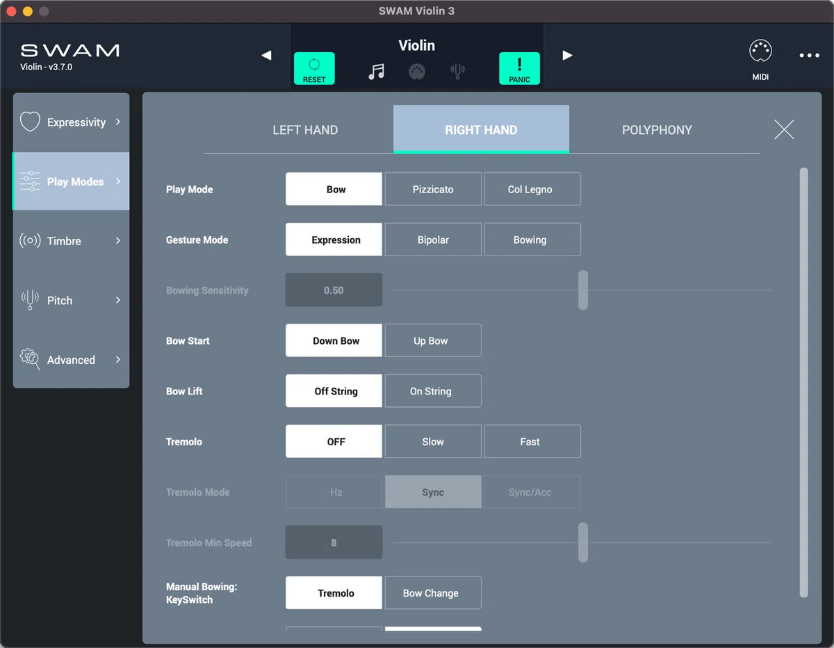 Audio Modeling SWAM Violin