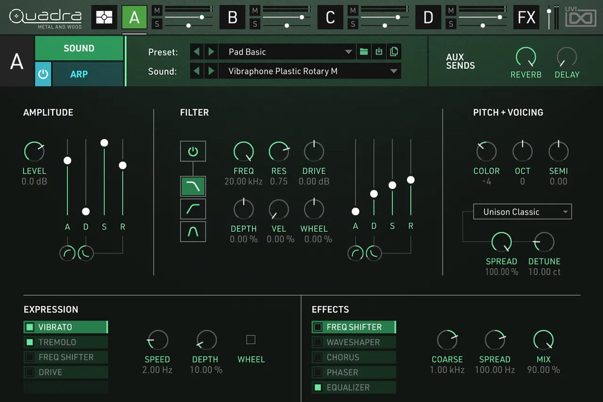 UVI Quadra - Metal and Wood
