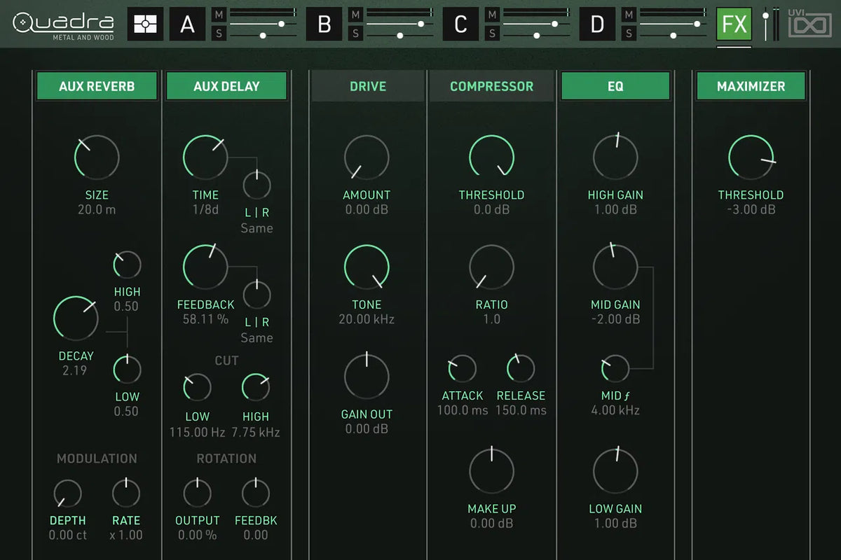 UVI Quadra - Metal and Wood