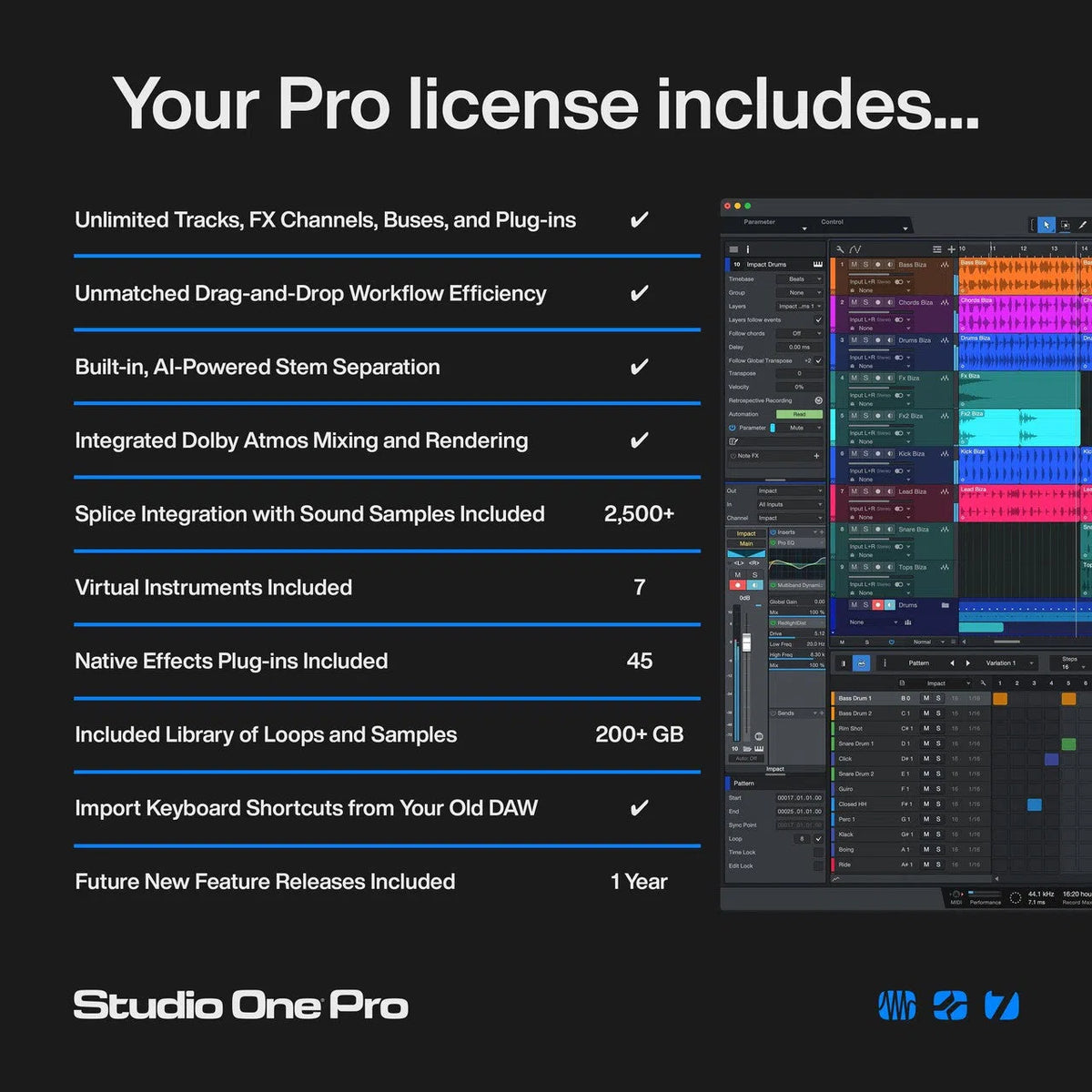 PreSonus Studio One Pro 7 and 12 Months Studio One Pro+
