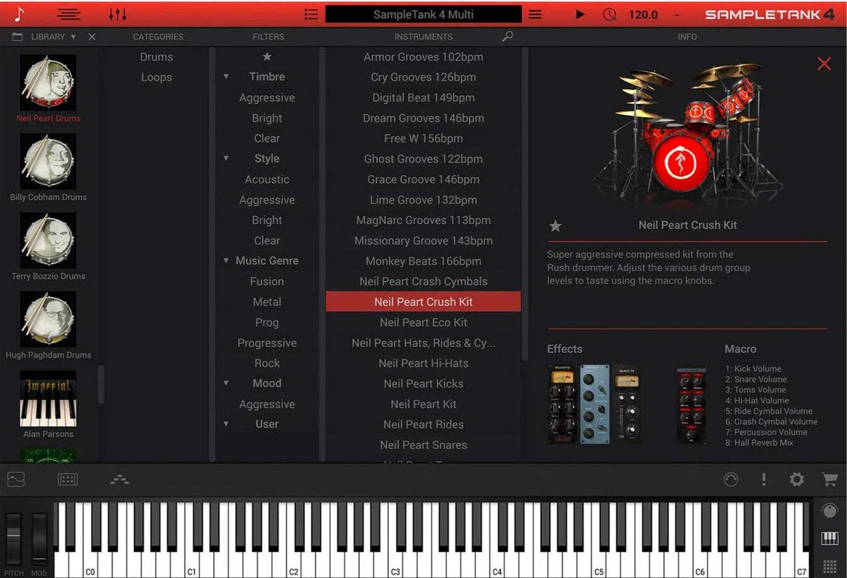 IK Sampletank Sound Library - Neil Peart Drums